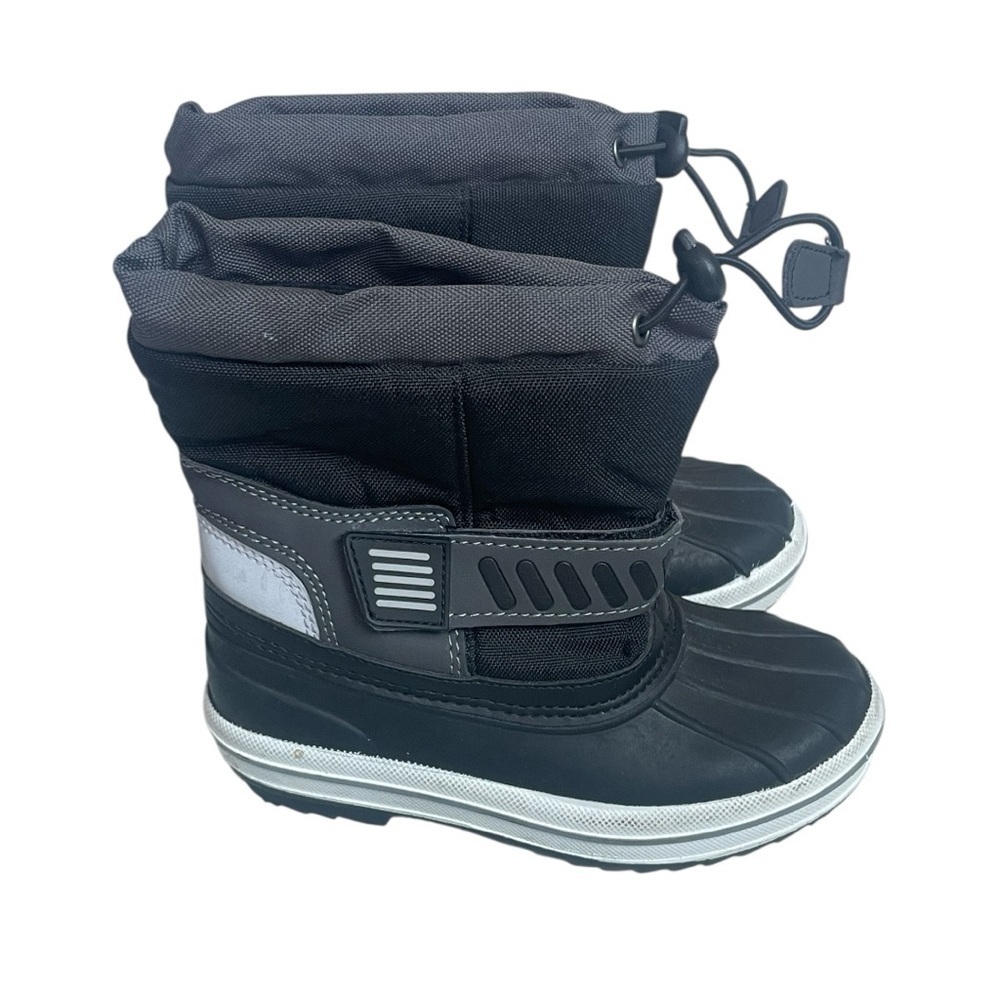 TF STAR Thermolite Boys Winter Snow Boots Size L 9-10 Black Waterproof Insulated